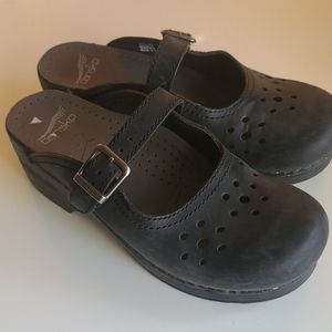 Dansko Black Merrie Mary Jane Mules Clogs
